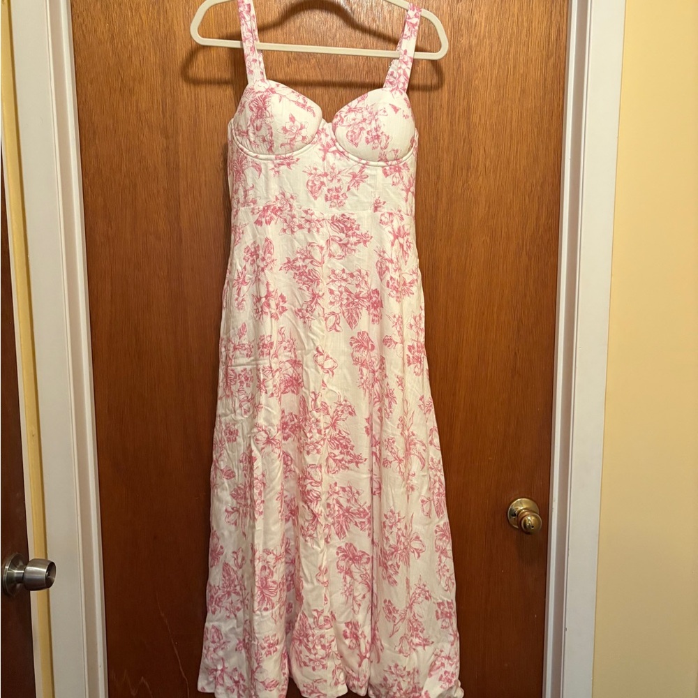 NWT Bobbles and Lace Lined pink floral dress L